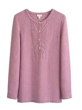 J.JILL LOVE LINEN PINKISH PURPLE PIN STRIPED TUNIC TOP SZ S $89